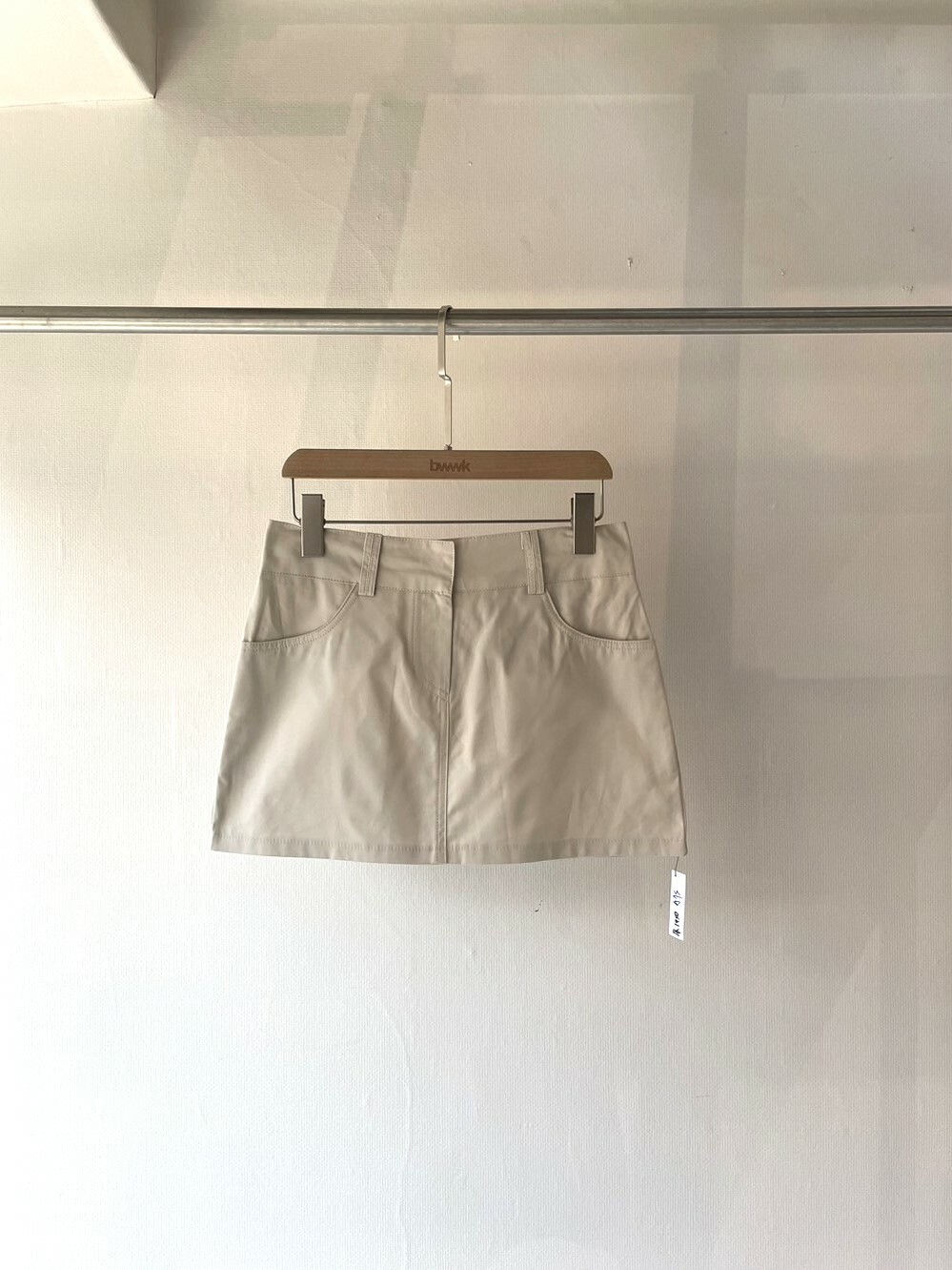 卡其 小清新寬腰頭短裙