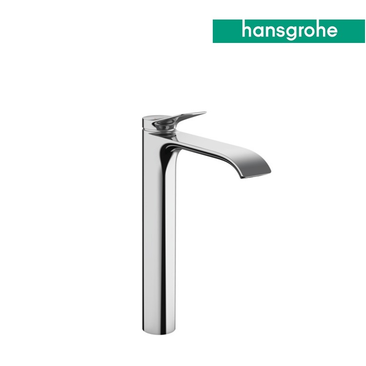 hansgrohe Vivenis 75044, -000 (75040, -000) Single lever tall basin mixer 250 CoolStart w/ pop-up waste set, with AirPower waterfall cascade flow