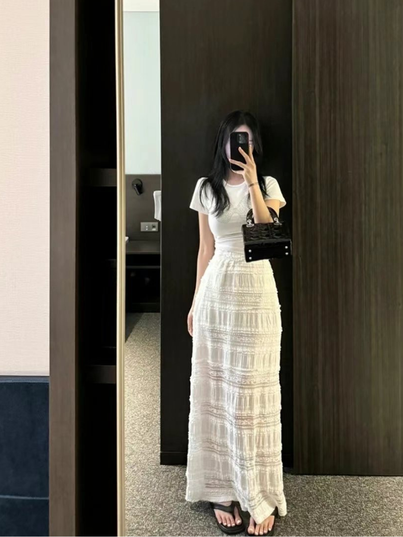 Talia 清新蕾絲長裙 [ 2色/ Free ]