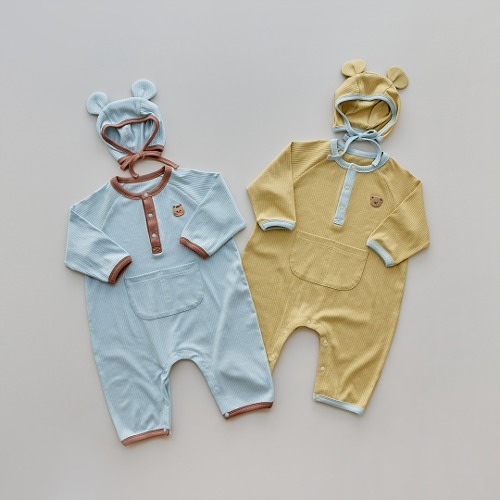 (超福利特價🔥)24F/W🍁DTD秋色系啾咪立體帽&袋鼠兜兜連身衣兩件套