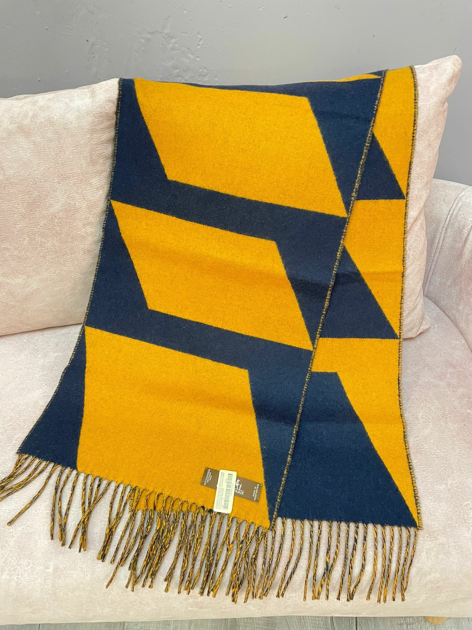 Hermes Casaque Optique Muffler BLEU/ORANGE  頸巾 圍巾 深藍拼橙色