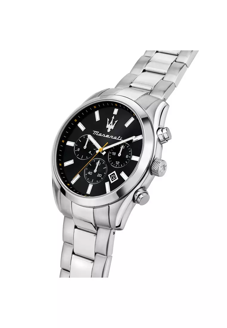 MASERATI 瑪莎拉蒂 Attrazione 極致吸引系列   黑面三眼不鏽鋼錶帶男錶  R8853151010  錶徑: 43MM