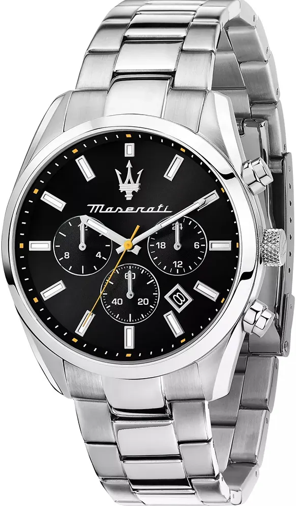 MASERATI 瑪莎拉蒂 Attrazione 極致吸引系列   黑面三眼不鏽鋼錶帶男錶  R8853151010  錶徑: 43MM