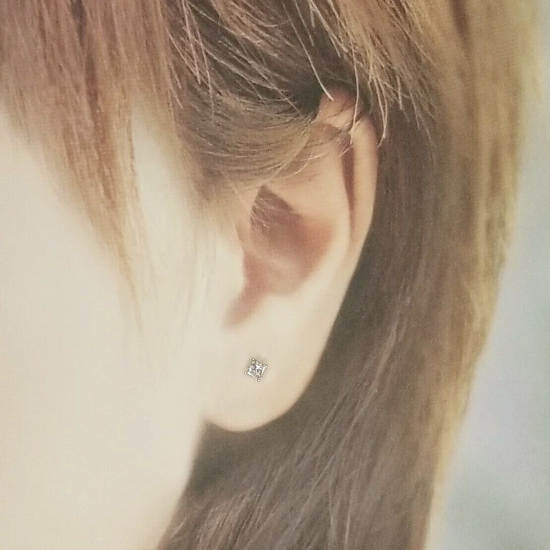 全新18K白金【主石31份方形鑽石】耳環