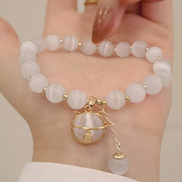JK KOREA Girlfriend Bracelet Single Circle Opal Lucky Cat Bracelet J0874