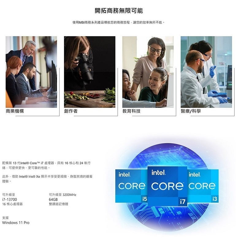 米特3C數位–MSI微星PRO DP180 14-275TW商用電腦(i5-14400/8G/1TB/W11)