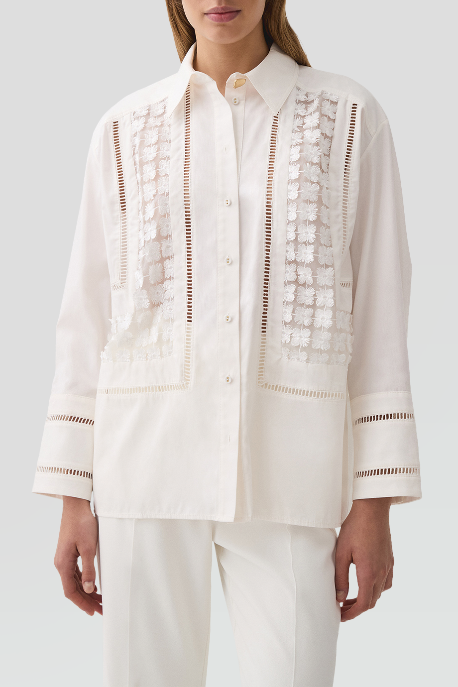 Aje｜ALICE 落肩鏤空雛菊蕾絲襯衫