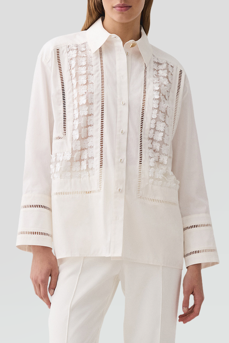 Aje｜ALICE 落肩鏤空雛菊蕾絲襯衫