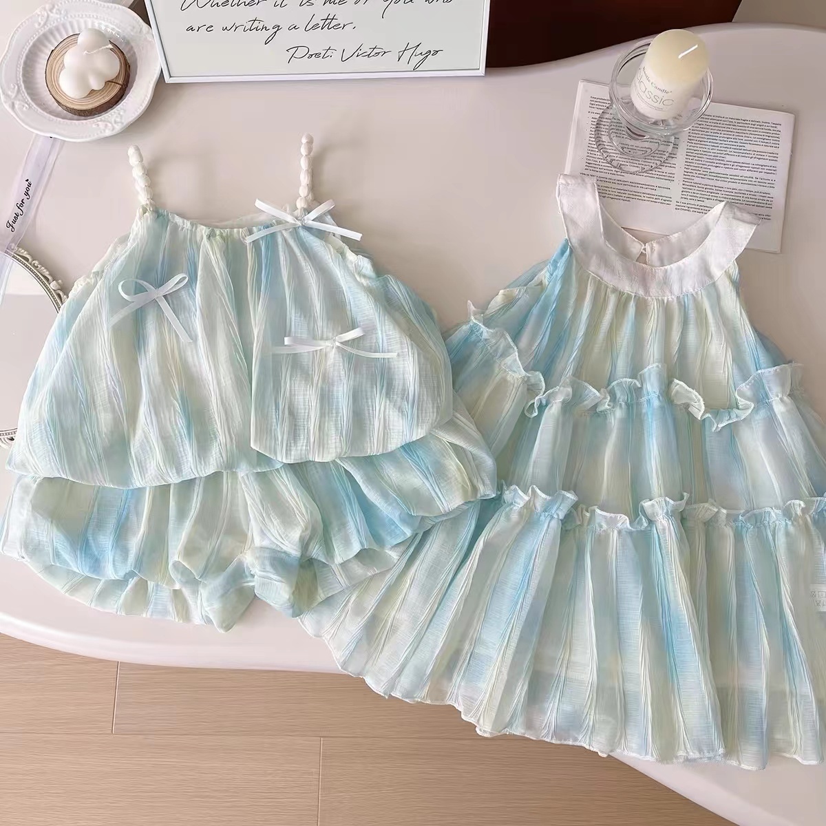 暈染蝴蝶結姊妹裝