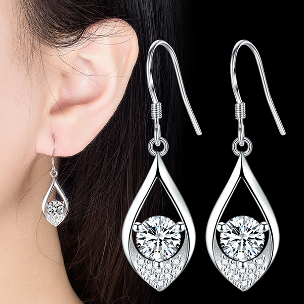 JK KOREA new style water-like tenderness water drop earrings with diamond temperament earrings earrings silver-plated earrings J0859