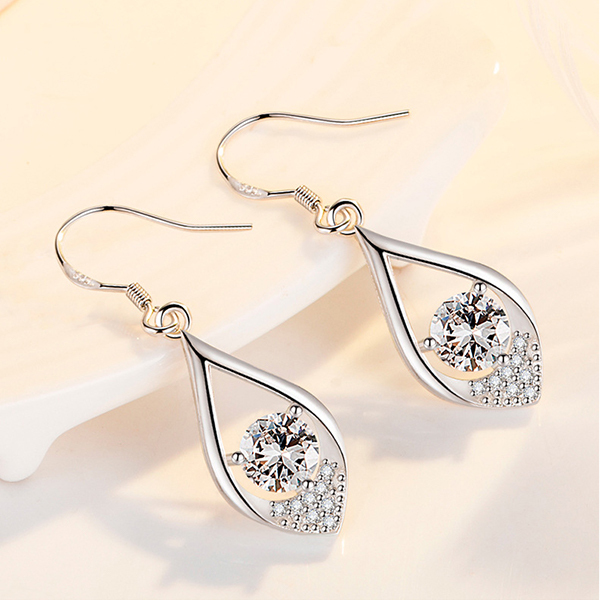 JK KOREA new style water-like tenderness water drop earrings with diamond temperament earrings earrings silver-plated earrings J0859