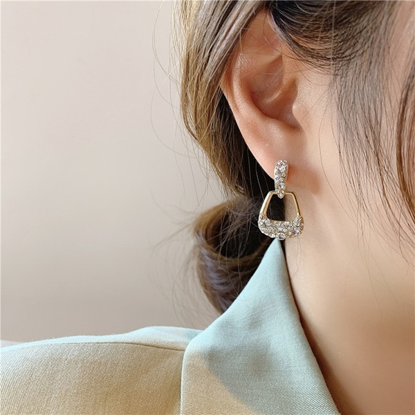 JK KOREA new micro-inlaid geometric earrings women's simple and versatile personality fashion cold wind earrings J0622