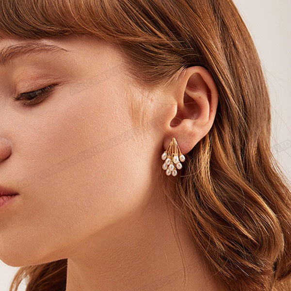 JK KOREA Baroque Pearl Earrings Palace Style Earrings J0473