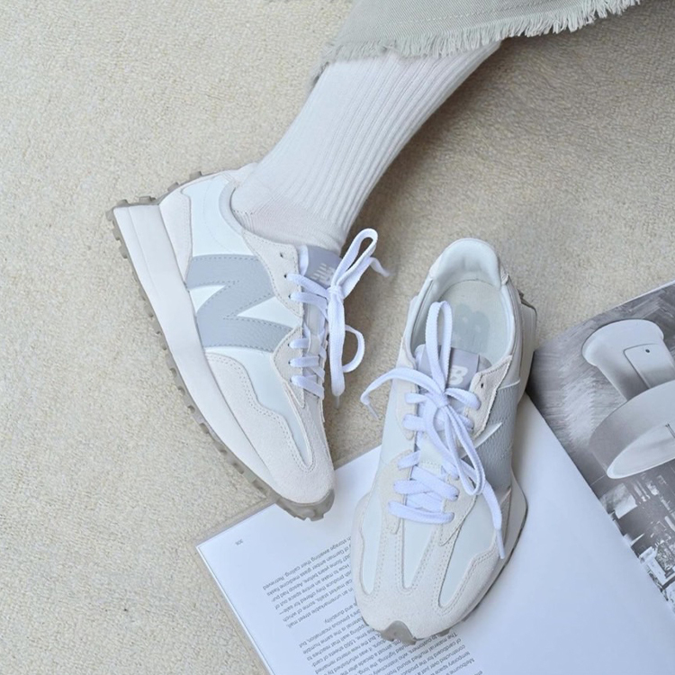 New Balance 327 海鹽灰 麂皮 皮革 女鞋