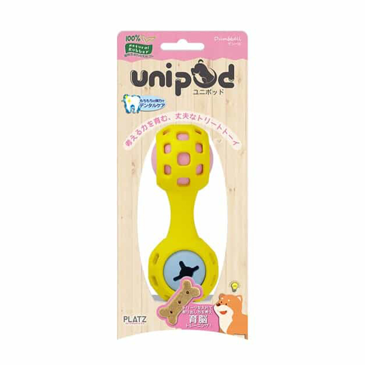 unipod 犬用 可放 零食 育腦潔齒玩具 啞鈴款 黃 PZ72326