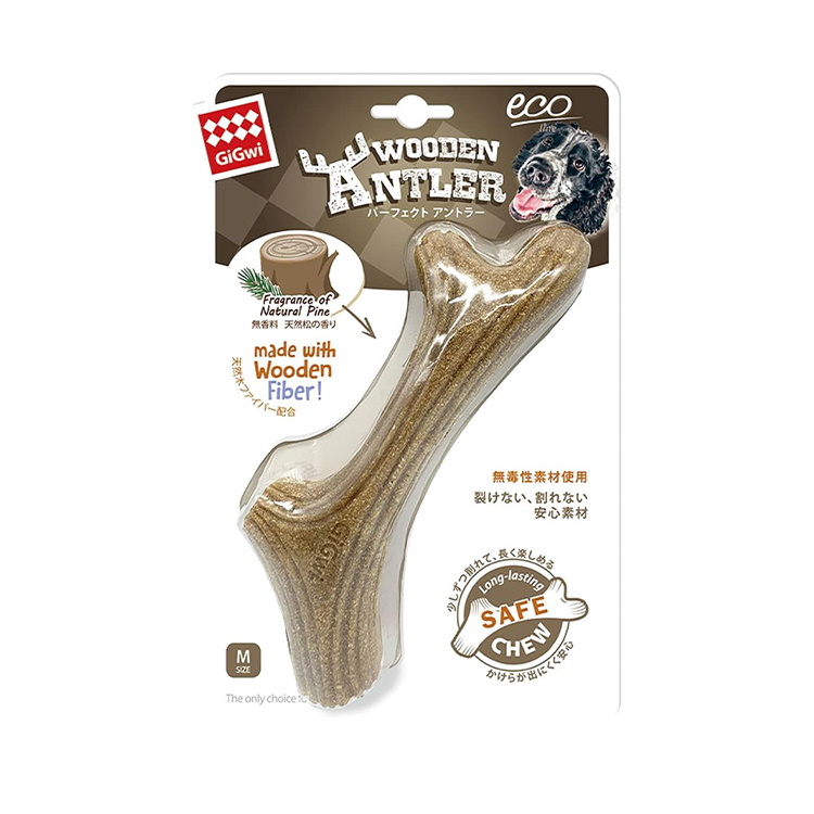 GiGwi 鹿角造型天然木潔齒磨牙棒 M GW8457