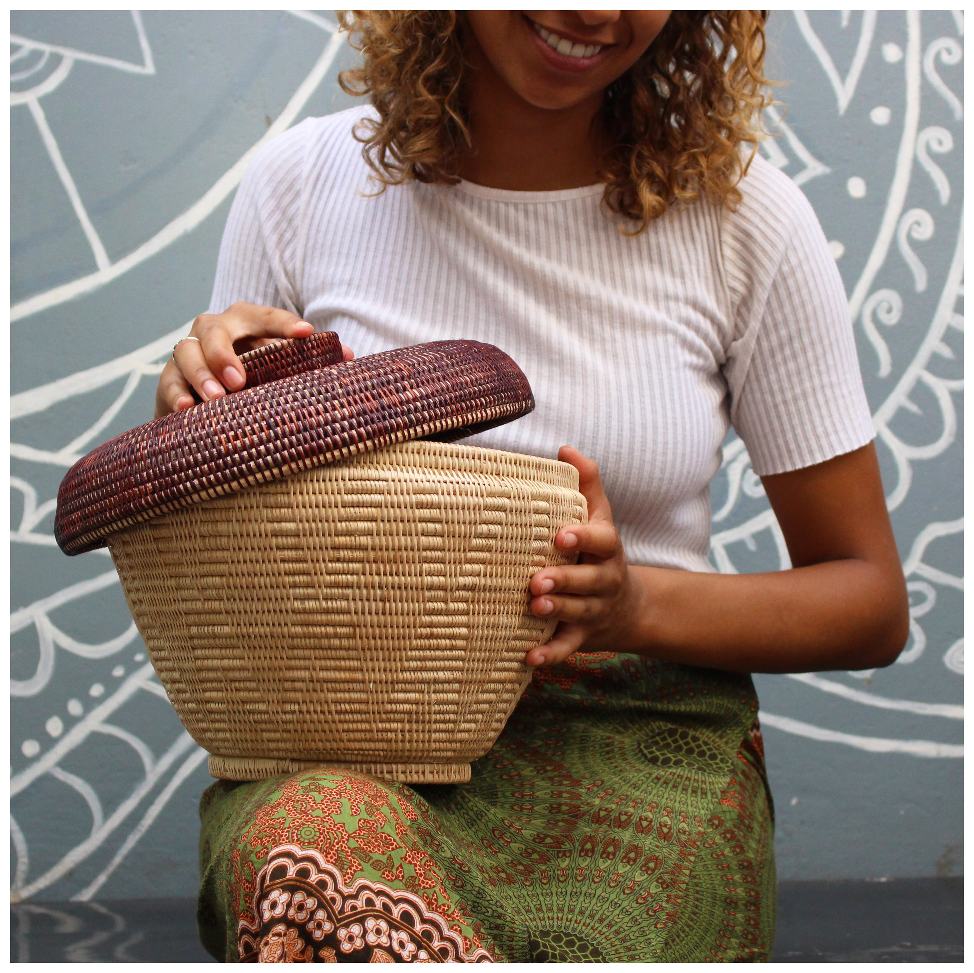 柳藤編織蓋籃｜Chakachan Basket｜柬埔寨