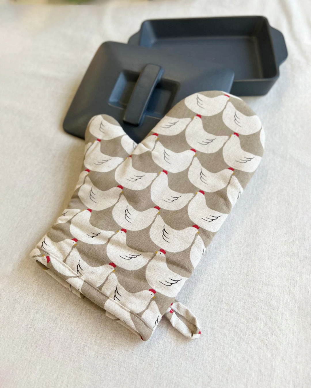 日本製棉麻 烘培隔熱手套 灰色