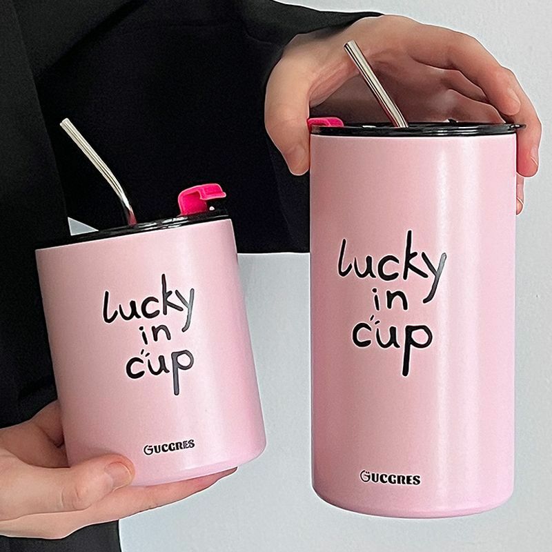 《4616》LUCKY 粉紅不鏽鋼保溫杯  350ML/600ML