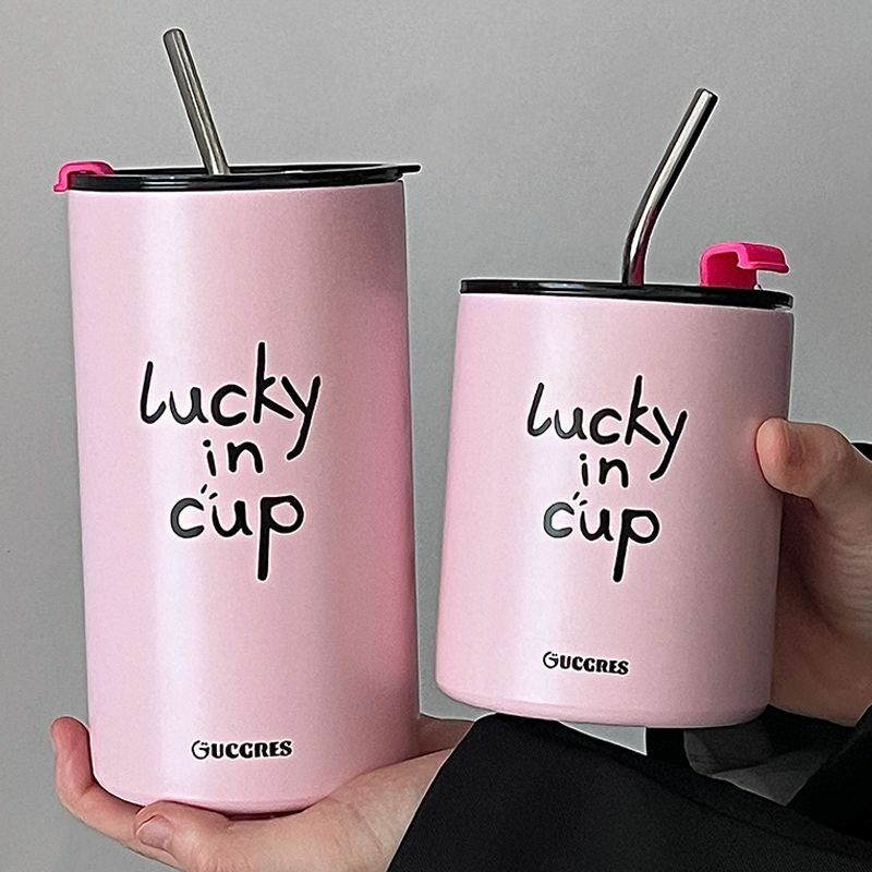 《4616》LUCKY 粉紅不鏽鋼保溫杯  350ML/600ML