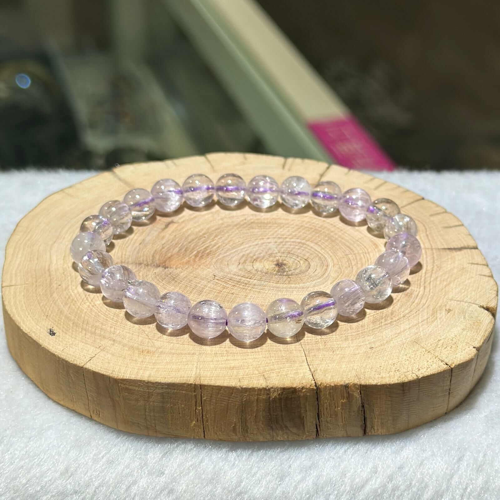 高品冰透拉絲✨紫鋰輝手串 7.5 mm +/-