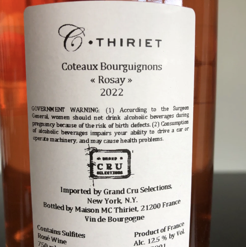 Camille Thiriet Rosay Rose De Gamay Vieilles Vignes 2022