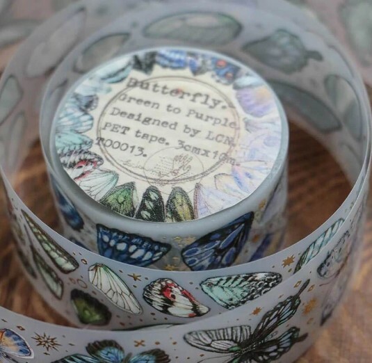 Lin Chia Ning PET Tape - Green to Purple Butterfly