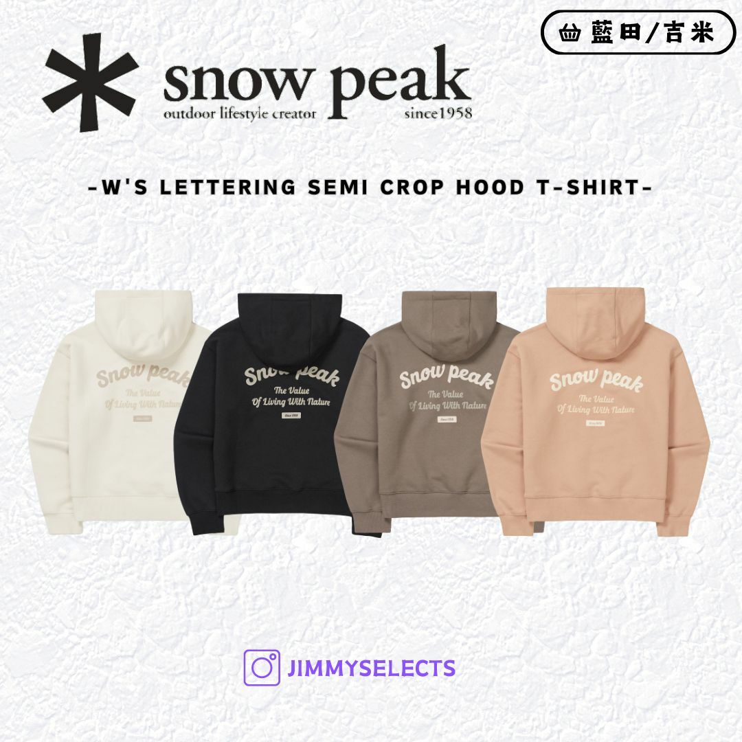 【代購】Snow Peak 雪諾必克 女 Lettering 文字 短版 帽T 長袖 S24FWFHD63
