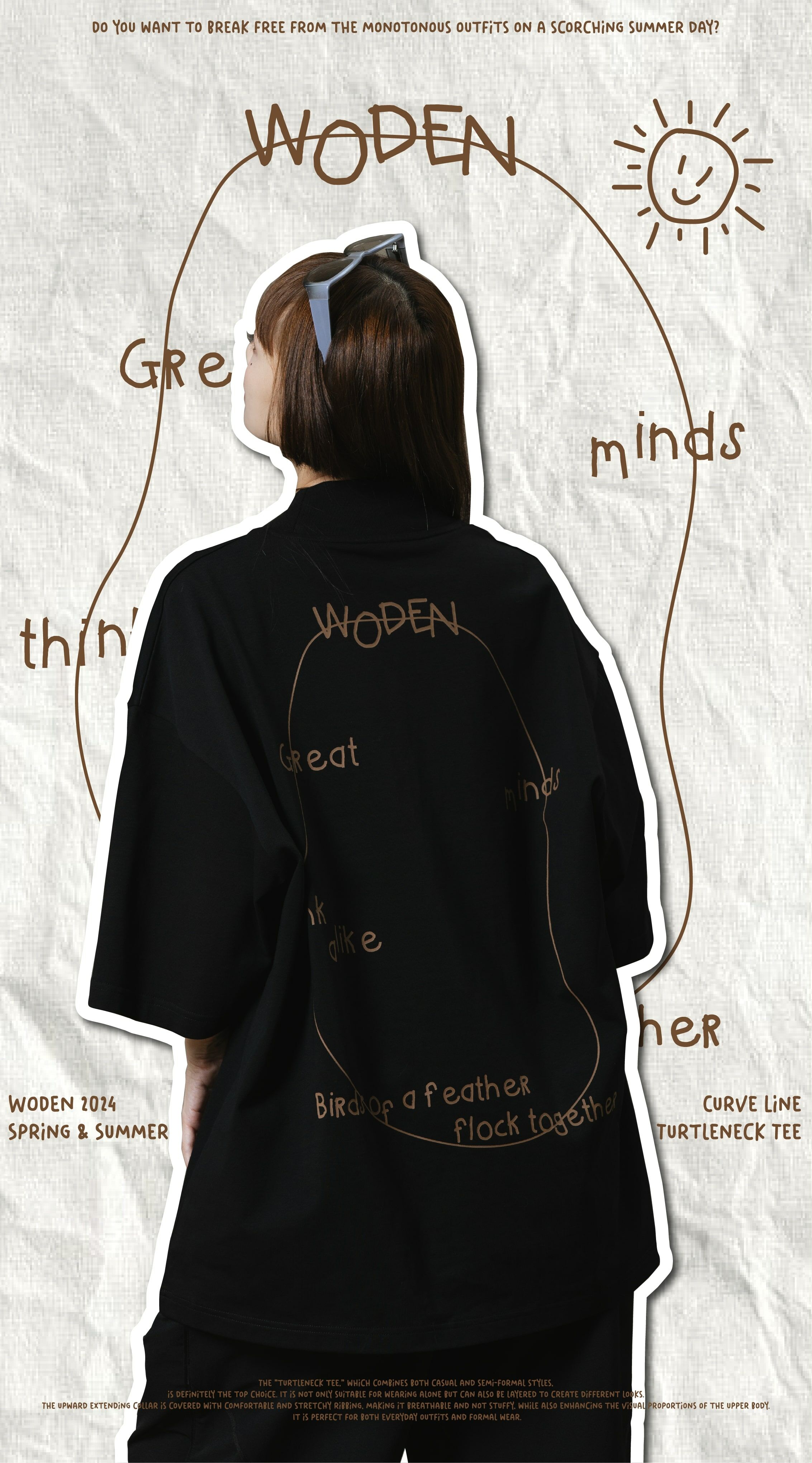 Woden Curve Line Turtleneck Tee