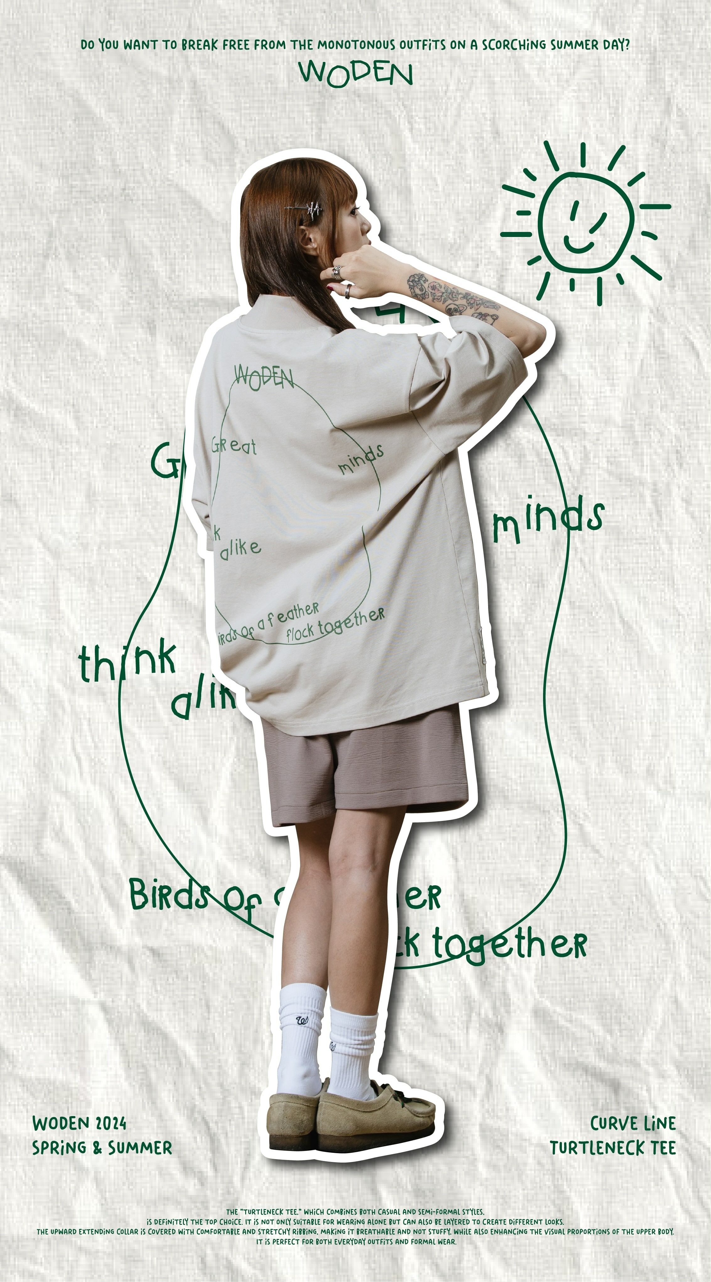 Woden Curve Line Turtleneck Tee