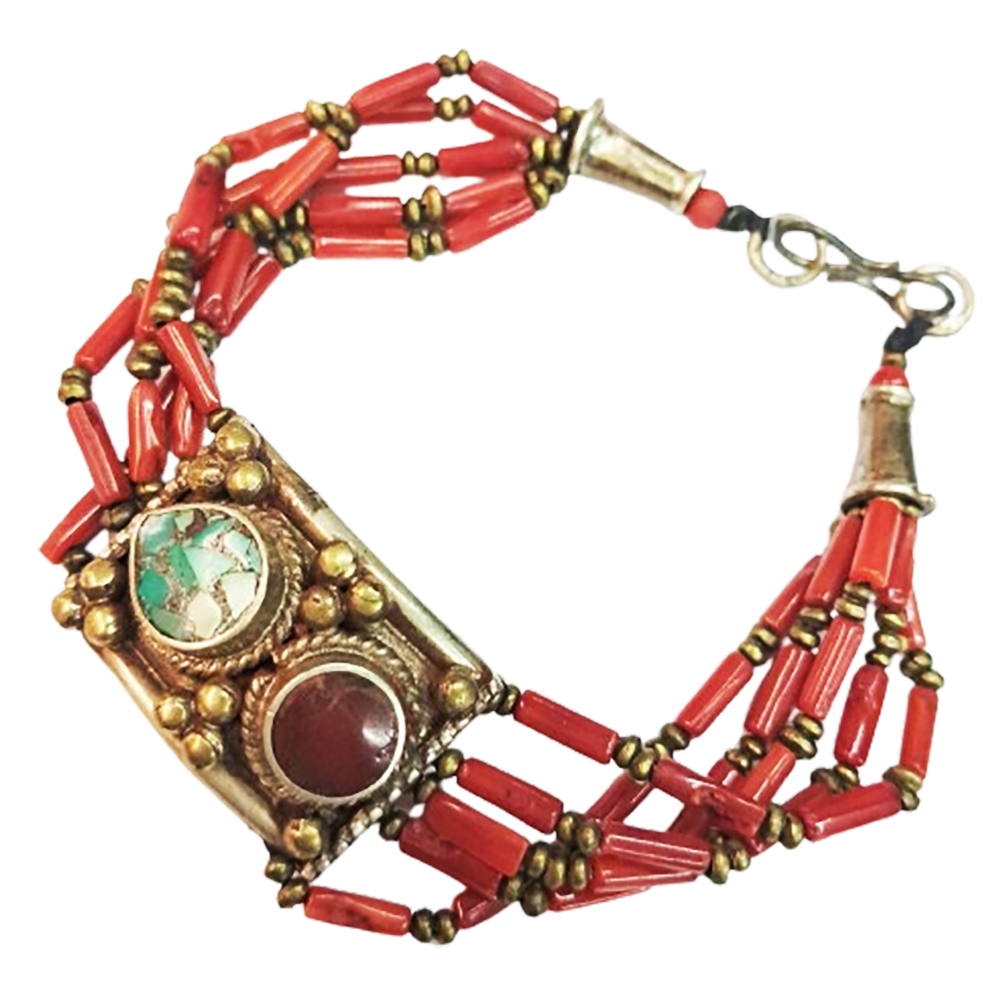 綠松石&紅珊瑚 尼泊爾手鍊【十方】137458
