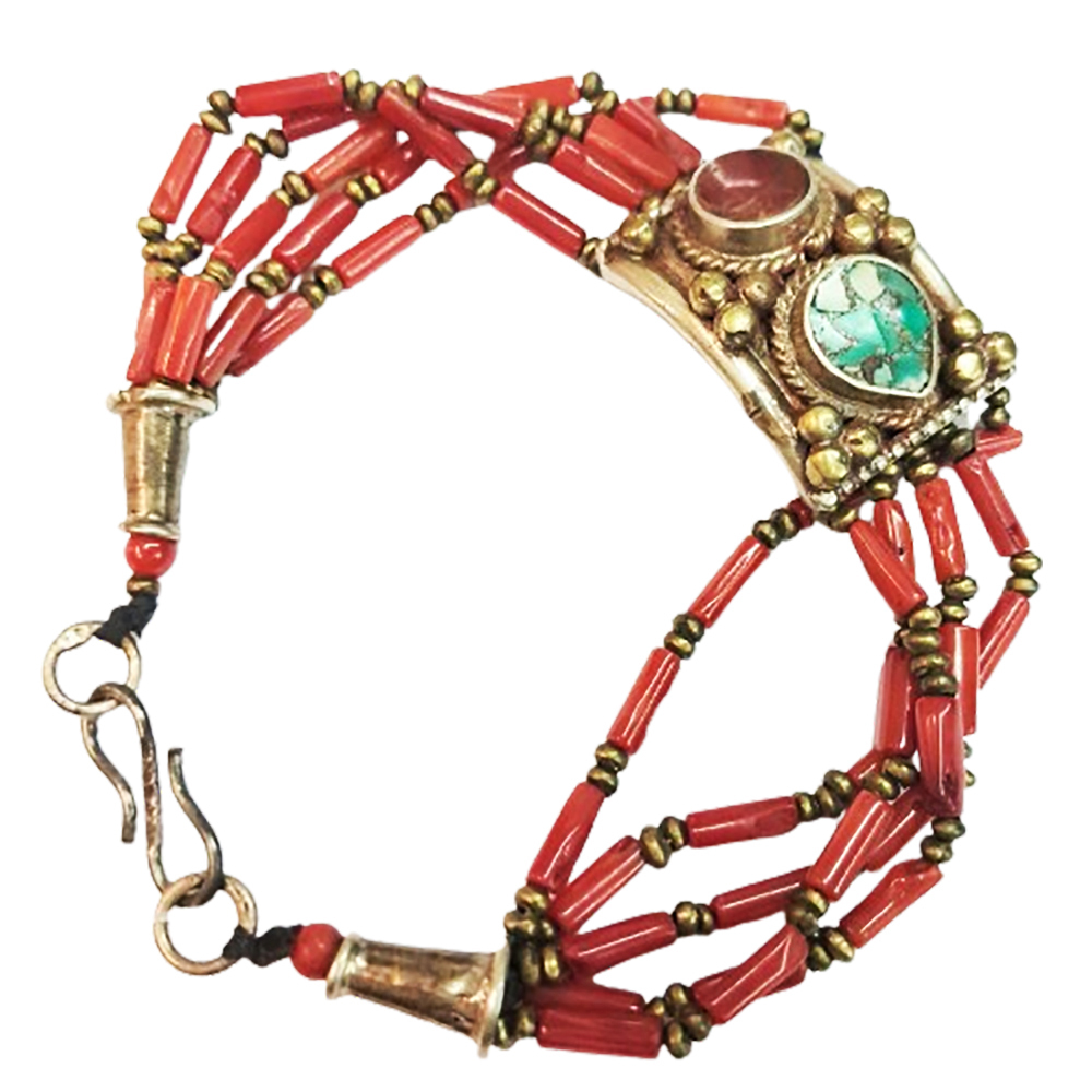 綠松石&紅珊瑚 尼泊爾手鍊【十方】137458