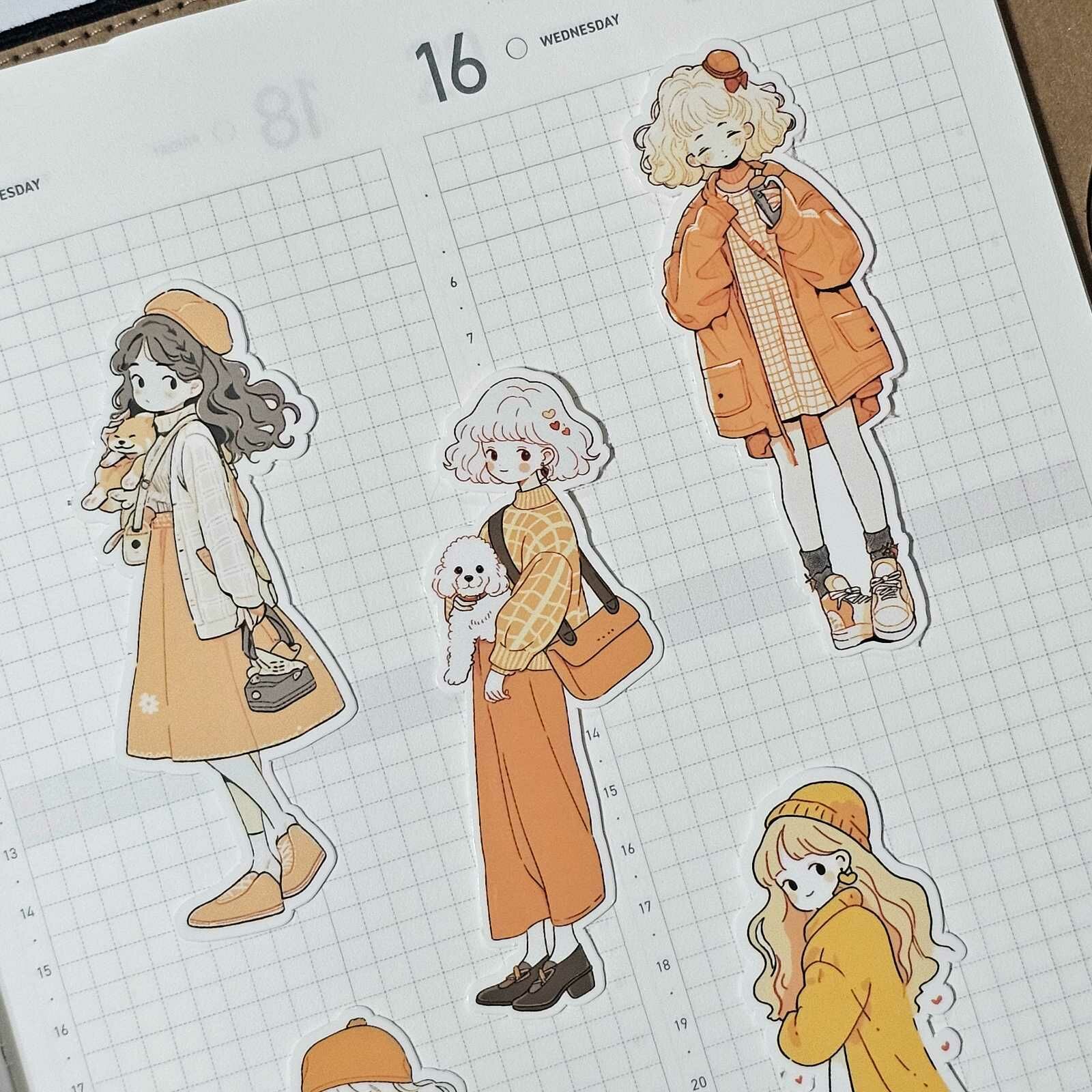 Stationerycafe Sticker Flakes - Orange Girls 1