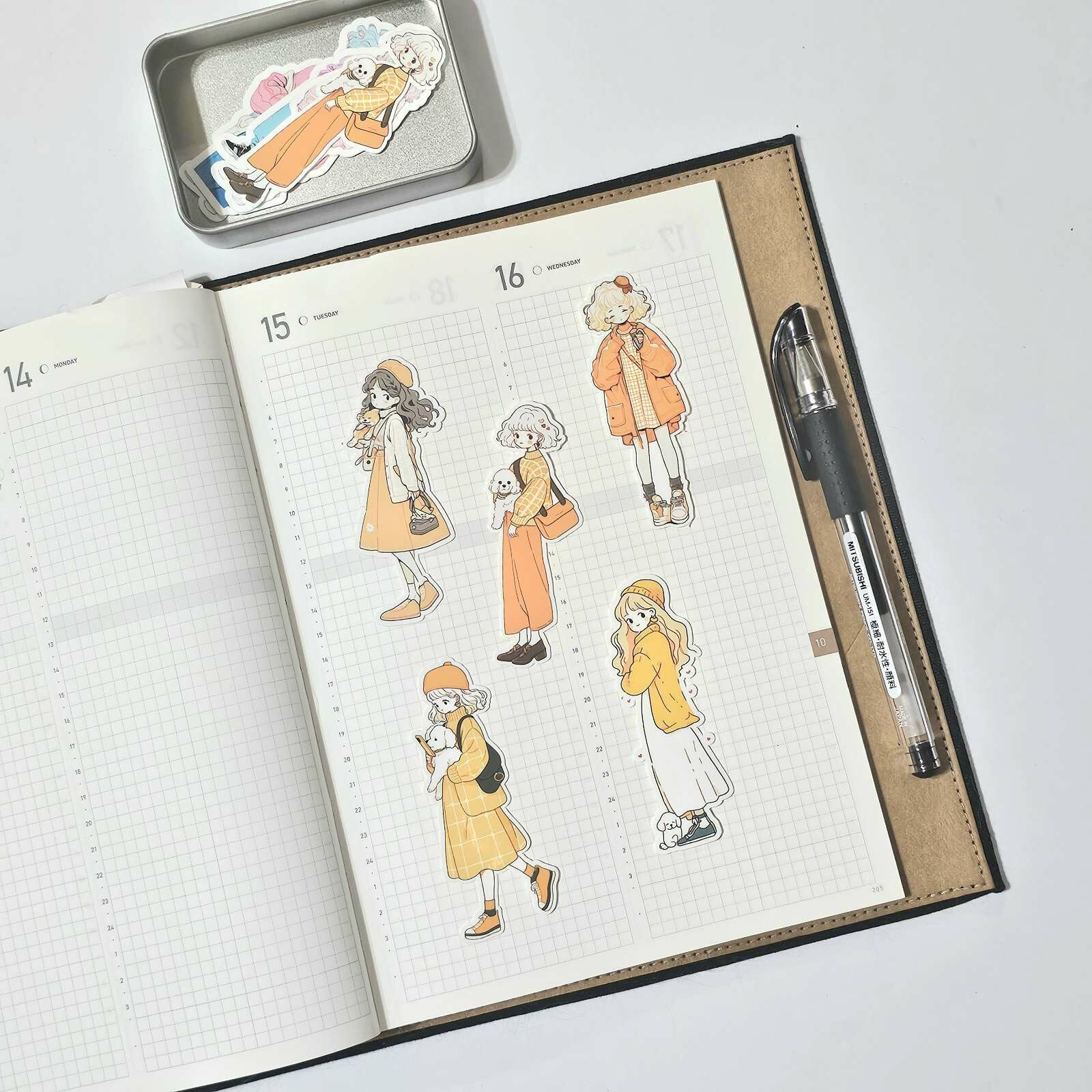 Stationerycafe Sticker Flakes - Orange Girls 1