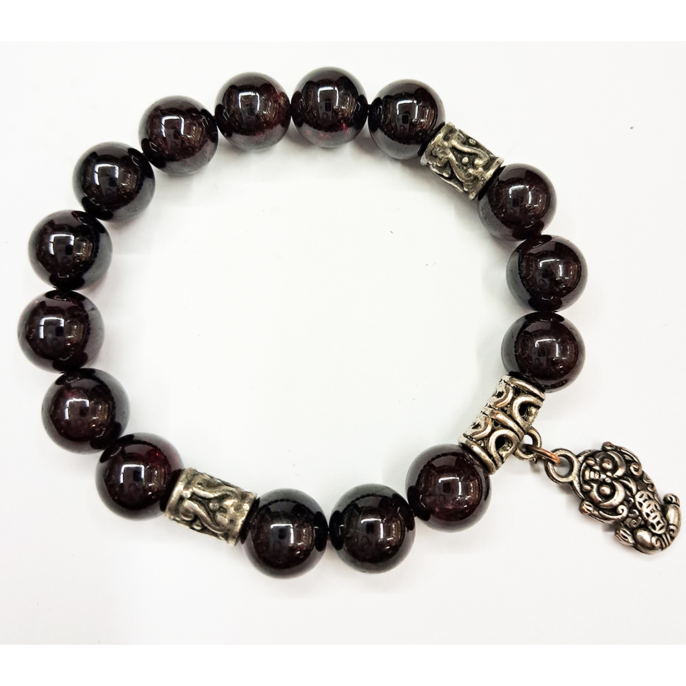 貔貅+ 紅石榴石手珠10mm【十方】153583