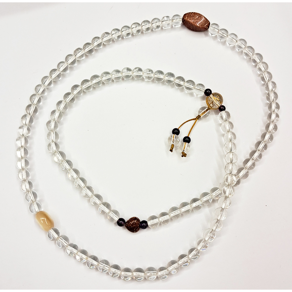 金砂石&硨磲&水晶108念珠6mm【十方】153585