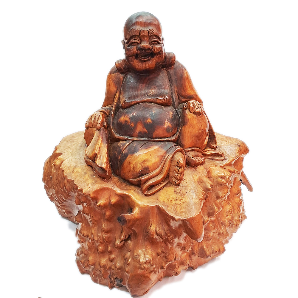 笑口常開 彌勒佛{樹瘤} 28公分 【十方】153586