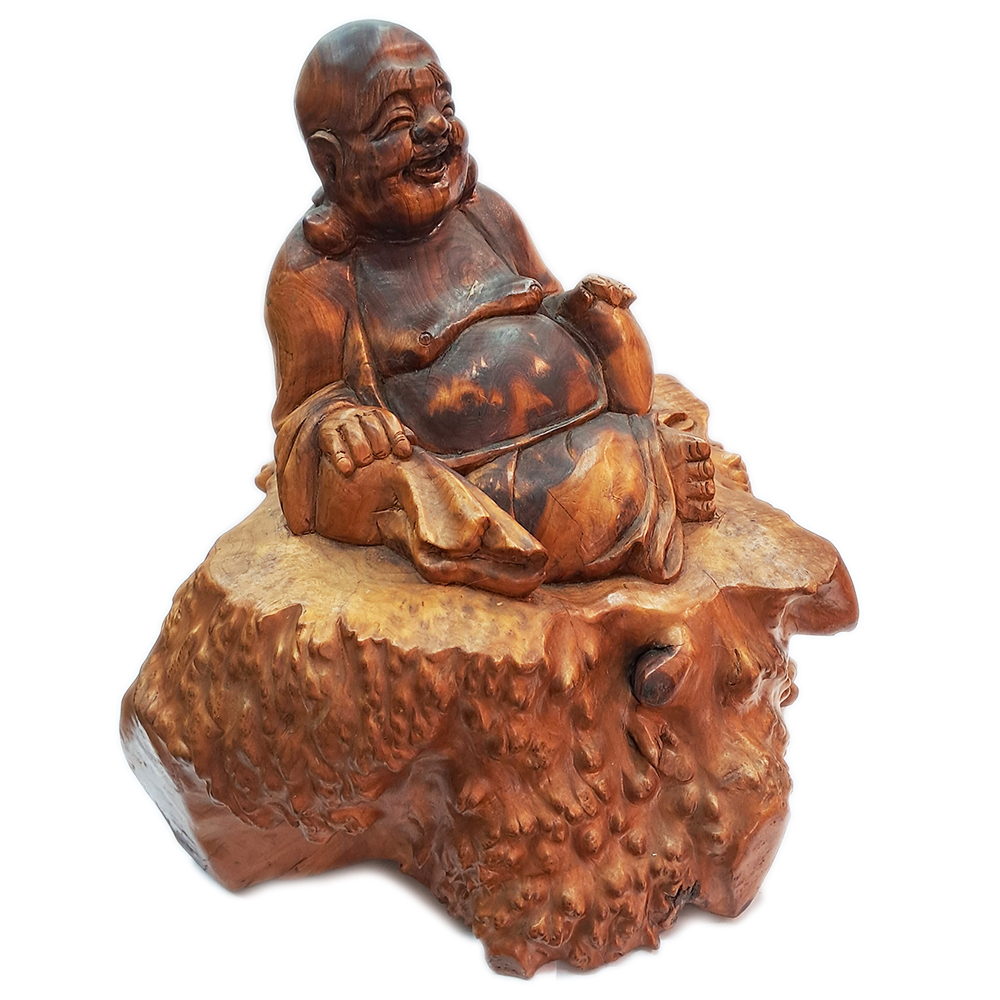 笑口常開 彌勒佛{樹瘤} 28公分 【十方】153586