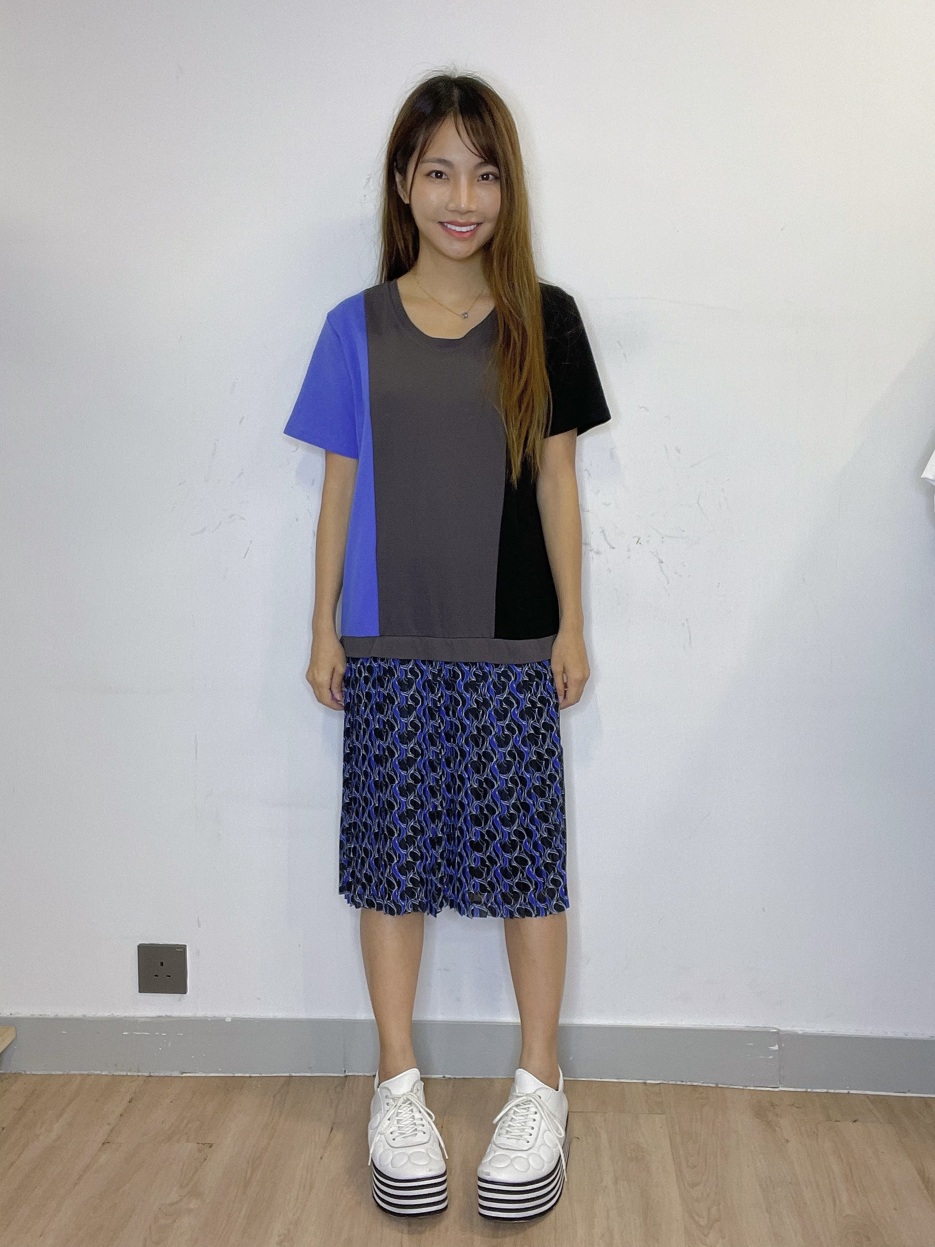 AKA 拼色百褶裙腳OP