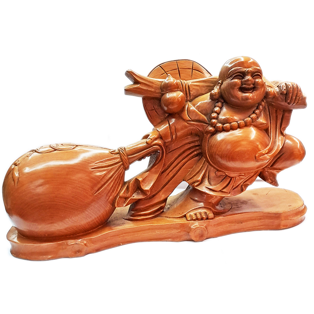 招財布袋財神 檜木雕 寬45公分【十方】145676