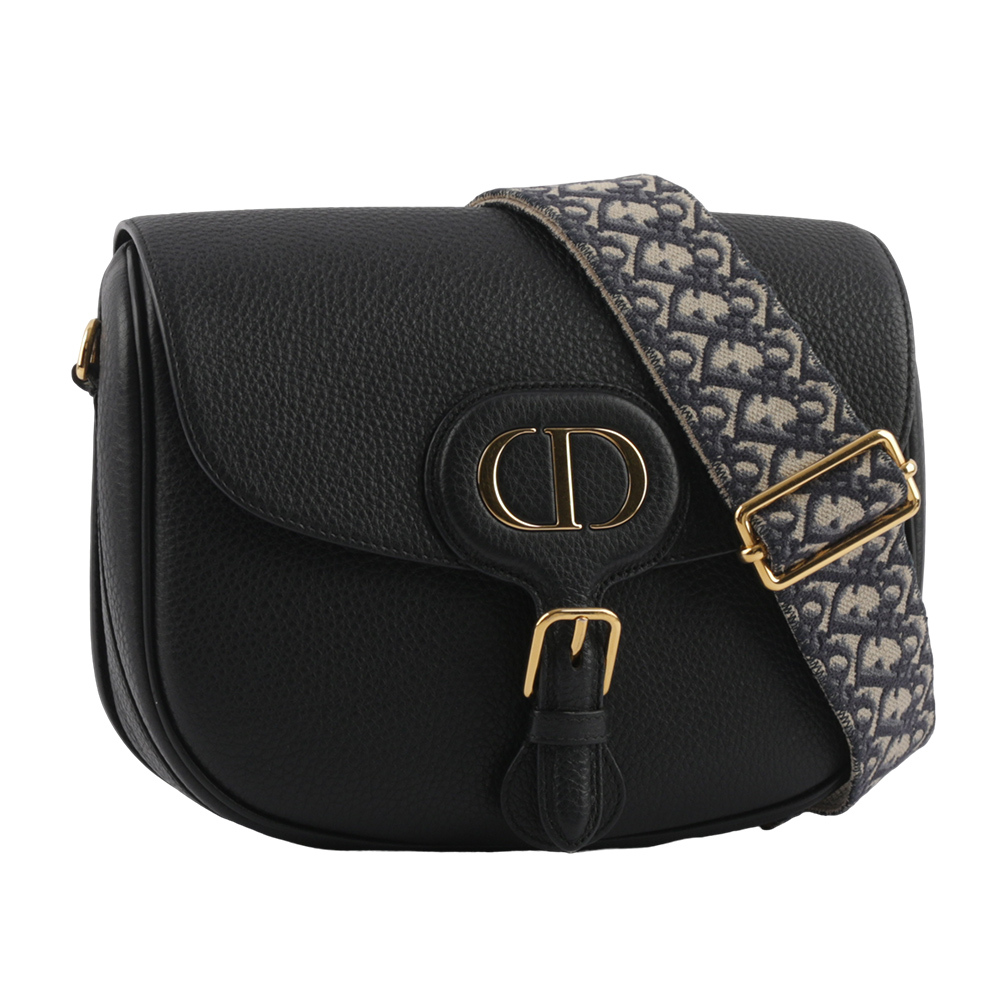 【CHRISTIAN DIOR】Bobby CD Logo 顆粒牛皮大款馬鞍斜背包