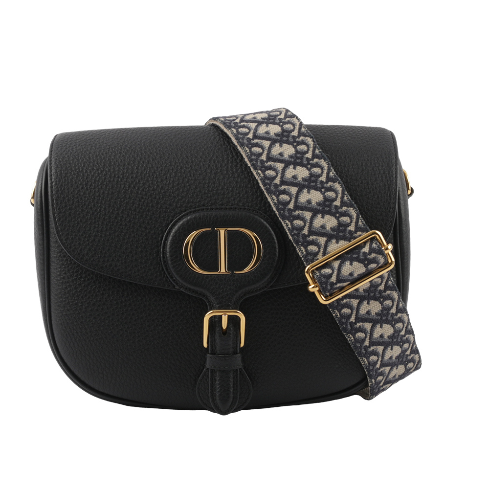 【CHRISTIAN DIOR】Bobby CD Logo 顆粒牛皮大款馬鞍斜背包