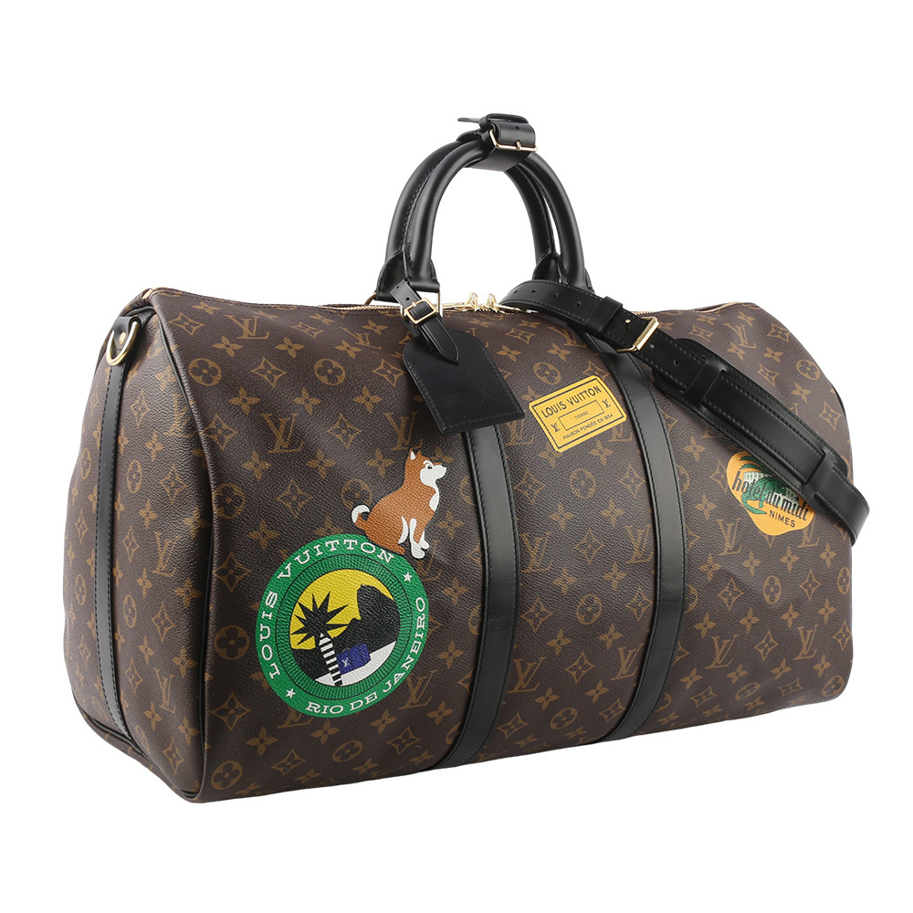 【Louis Vuitton】訂製款 World Tour Keepall 50 拼貼圖案二用行李袋