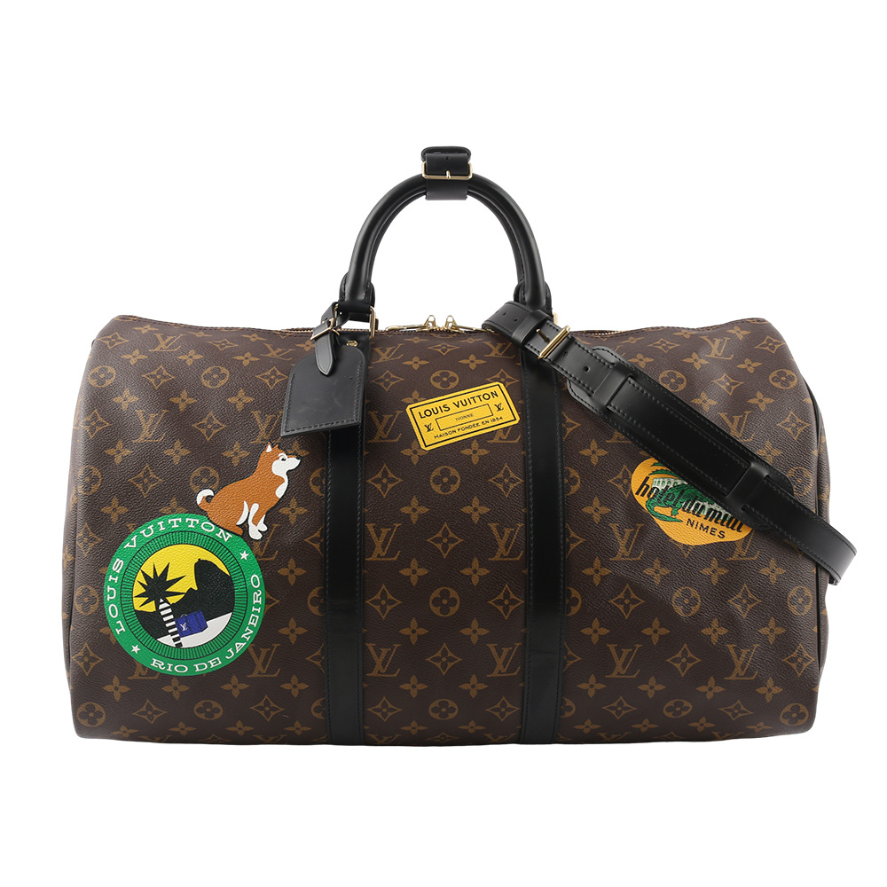 【Louis Vuitton】訂製款 World Tour Keepall 50 拼貼圖案二用行李袋