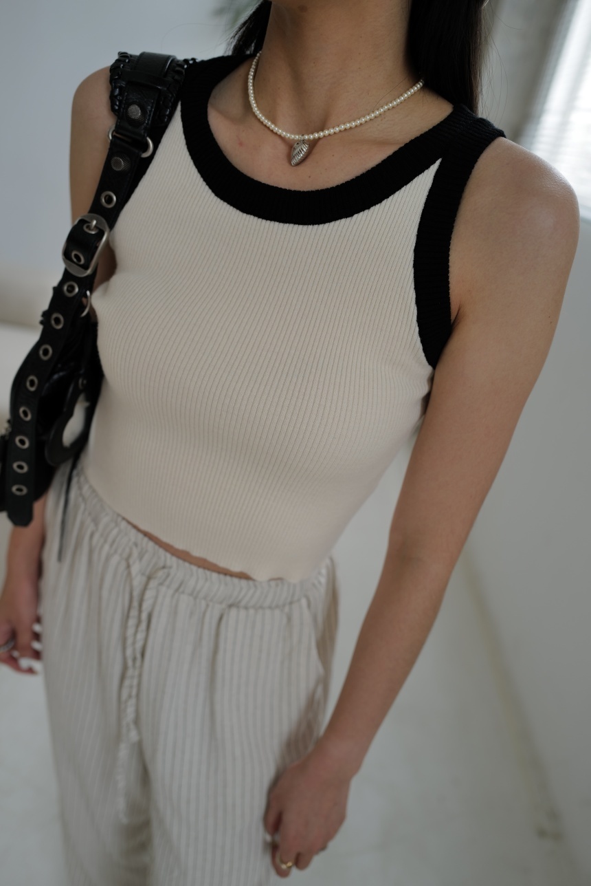 滾邊針織背心*2色