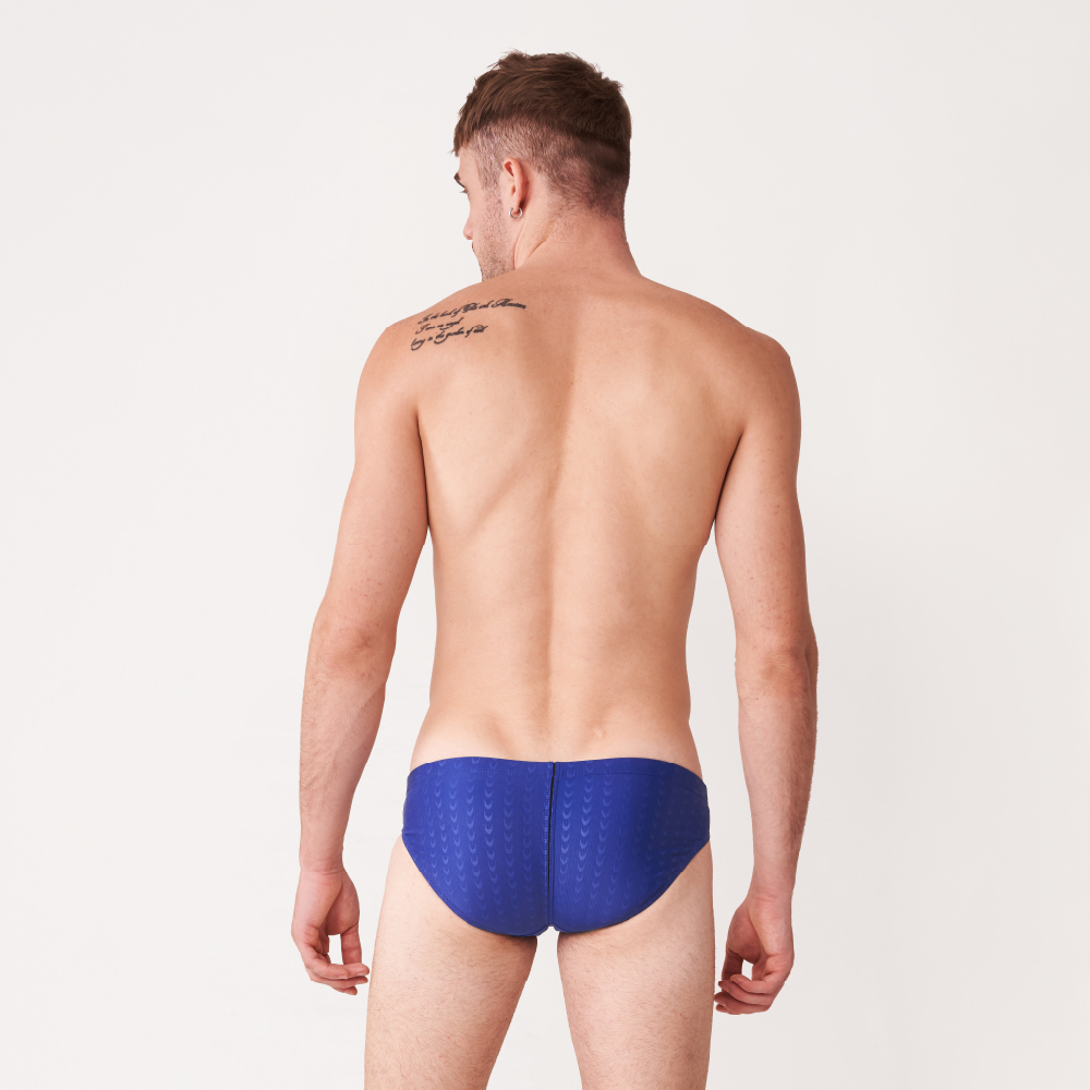 MAR-2140332 大男競賽型泳褲 - 魚鱗(寶藍) 細邊4.0cm