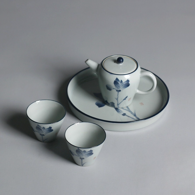 復古手繪青花茶具組