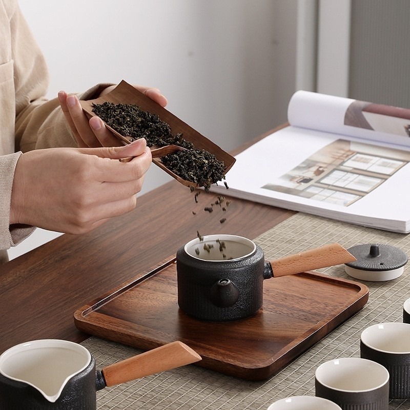 粗陶側把家用必備茶具組