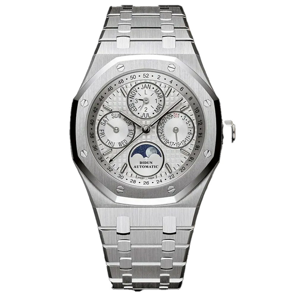 【DIDUN 迪頓】日月星辰 透視背蓋 浮雕錶盤 不鏽鋼 夜光機械錶 DDN-019 -