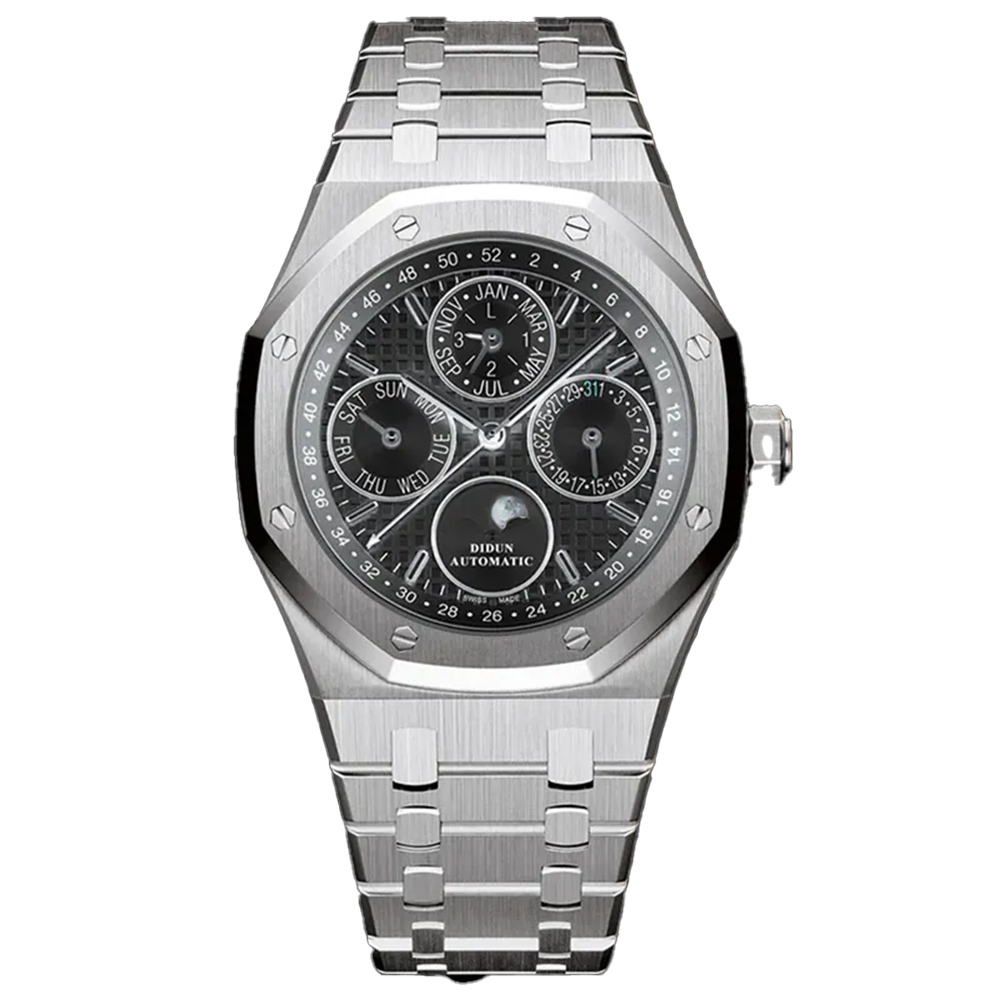 【DIDUN 迪頓】日月星辰 透視背蓋 浮雕錶盤 不鏽鋼 夜光機械錶 DDN-019 -